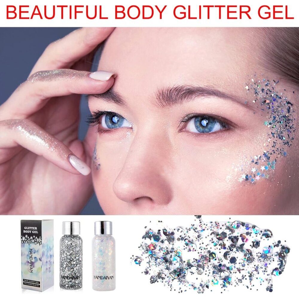 Body Glitter Gel Face and Body Makeup Long Lasting Sparkling Mermaid Scales - Picture 7 of 7